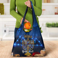 Personalised Hanukkah Grocery Bag Menorah Happy Jewish Holiday