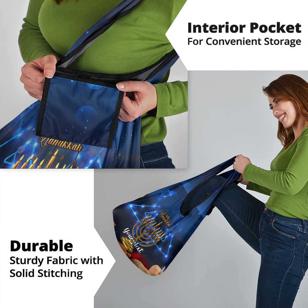 Personalised Hanukkah Grocery Bag Menorah Happy Jewish Holiday