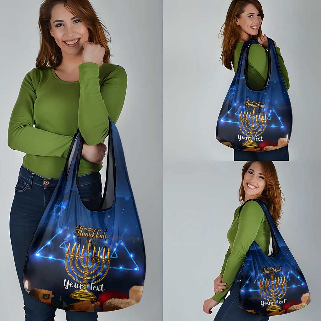 Personalised Hanukkah Grocery Bag Menorah Happy Jewish Holiday