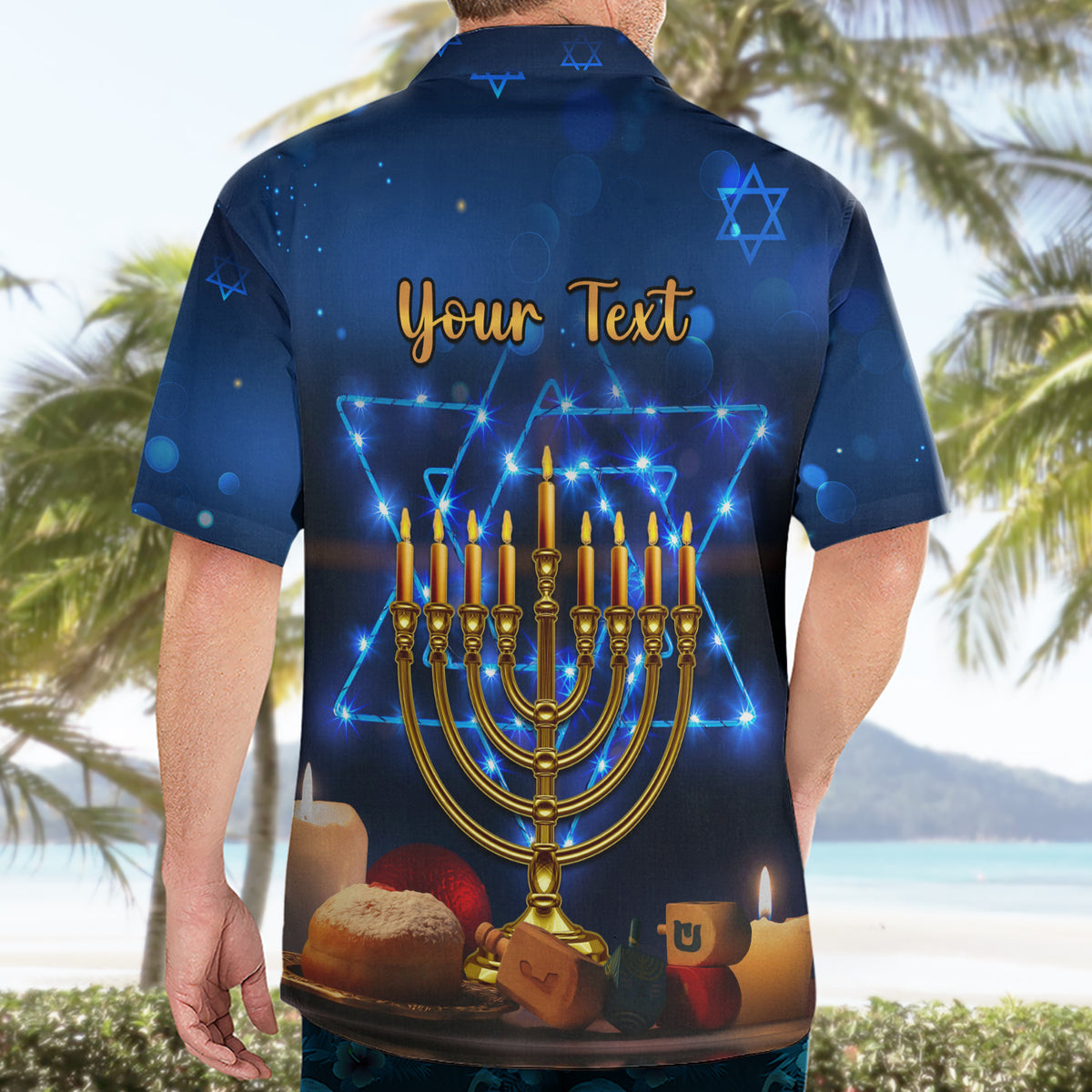 Personalised Hanukkah Hawaiian Shirt Menorah Happy Jewish Holiday - Wonder Print Shop