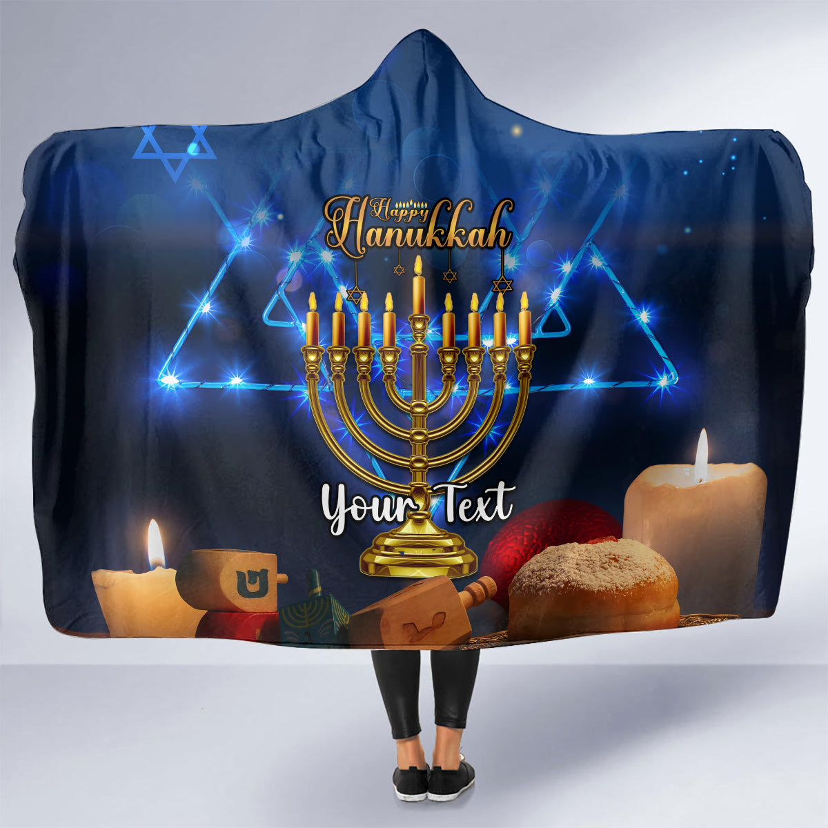personalised-hanukkah-hooded-blanket-menorah-happy-jewish-holiday