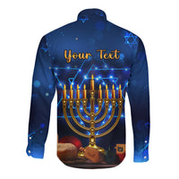 Personalised Hanukkah Long Sleeve Button Shirt Menorah Happy Jewish Holiday - Wonder Print Shop