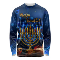 Personalised Hanukkah Long Sleeve Shirt Menorah Happy Jewish Holiday - Wonder Print Shop
