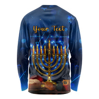 Personalised Hanukkah Long Sleeve Shirt Menorah Happy Jewish Holiday - Wonder Print Shop