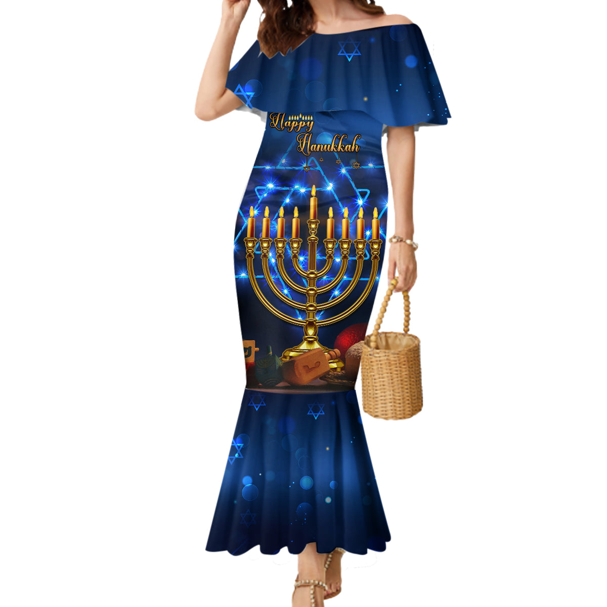 Personalised Hanukkah Mermaid Dress Menorah Happy Jewish Holiday - Wonder Print Shop