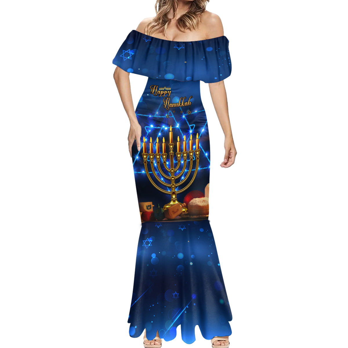 Personalised Hanukkah Mermaid Dress Menorah Happy Jewish Holiday - Wonder Print Shop