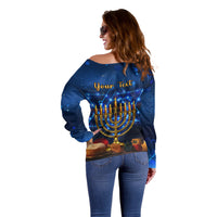 Personalised Hanukkah Off Shoulder Sweater Menorah Happy Jewish Holiday - Wonder Print Shop