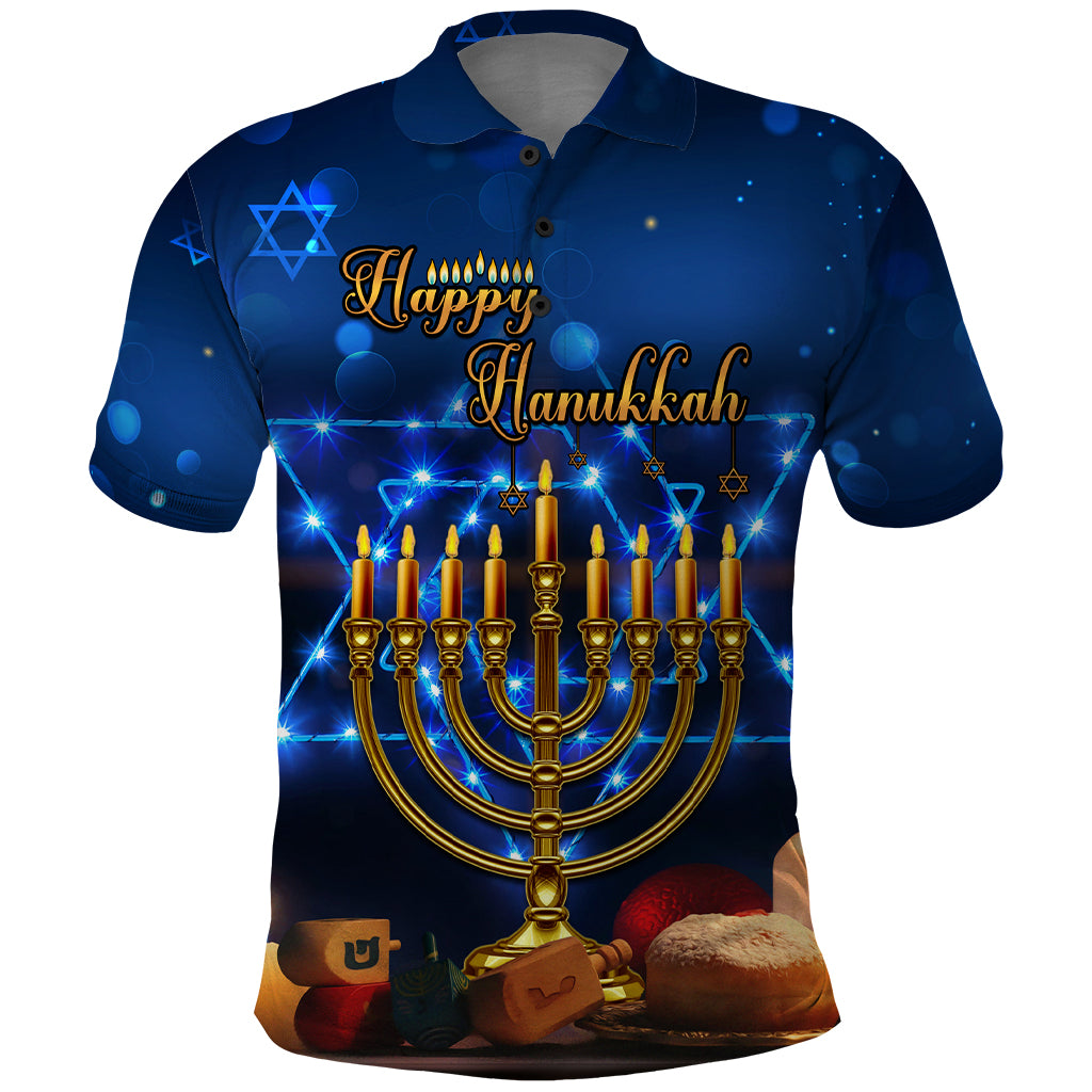 Personalised Hanukkah Polo Shirt Menorah Happy Jewish Holiday - Wonder Print Shop