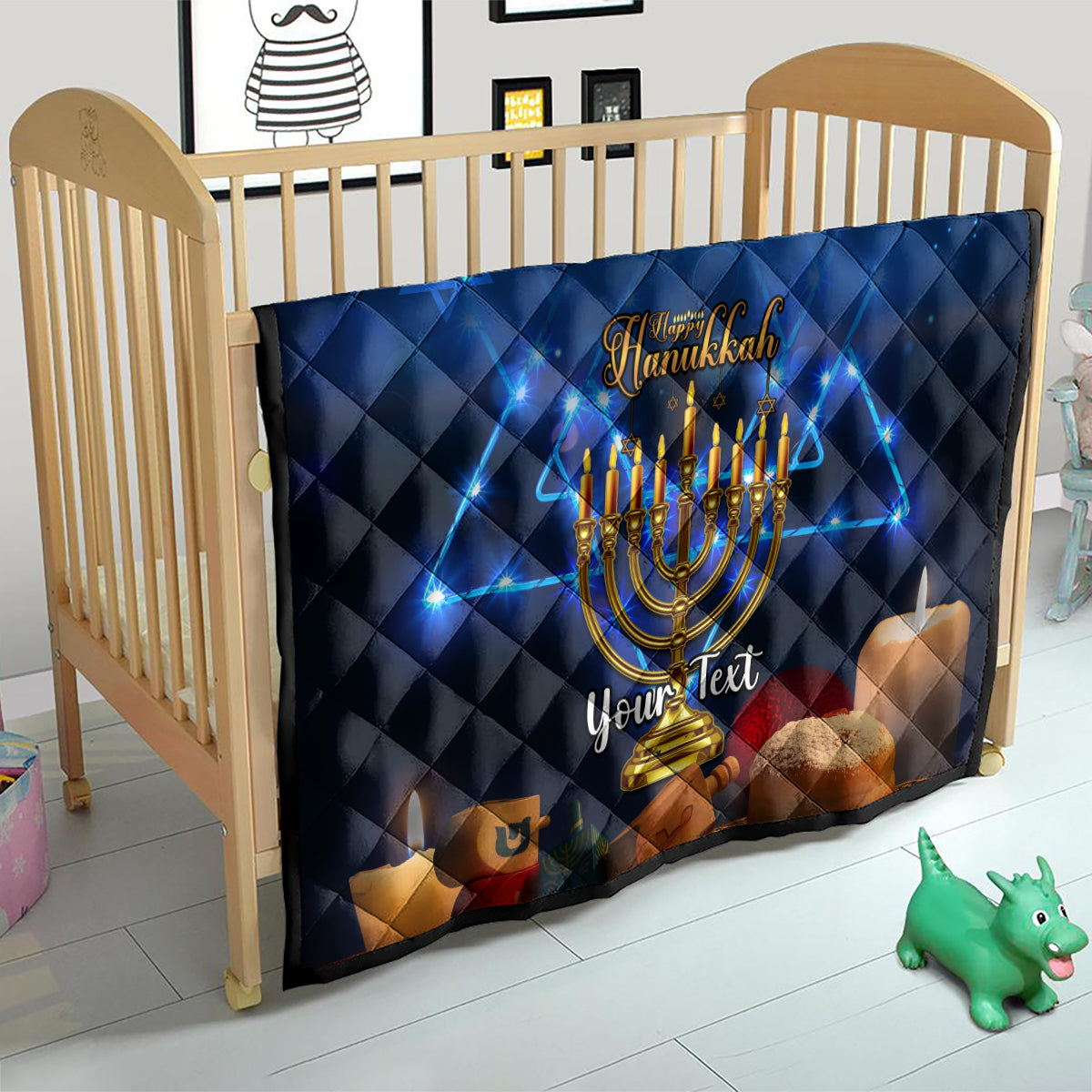 Personalised Hanukkah Quilt Menorah Happy Jewish Holiday - Wonder Print Shop