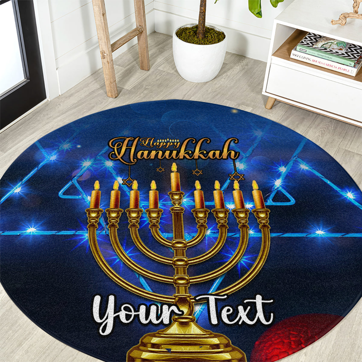 personalised-hanukkah-round-carpet-menorah-happy-jewish-holiday