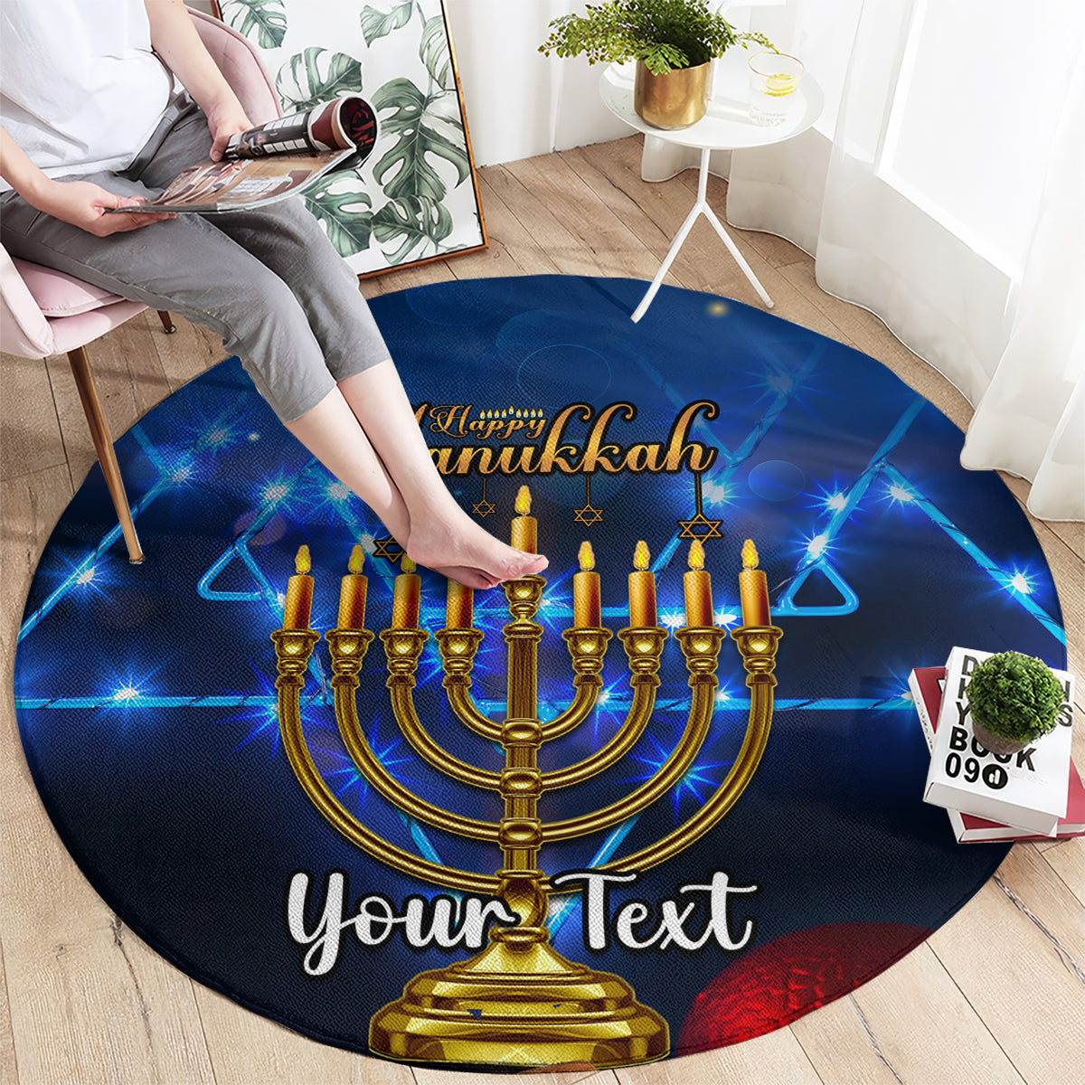 personalised-hanukkah-round-carpet-menorah-happy-jewish-holiday