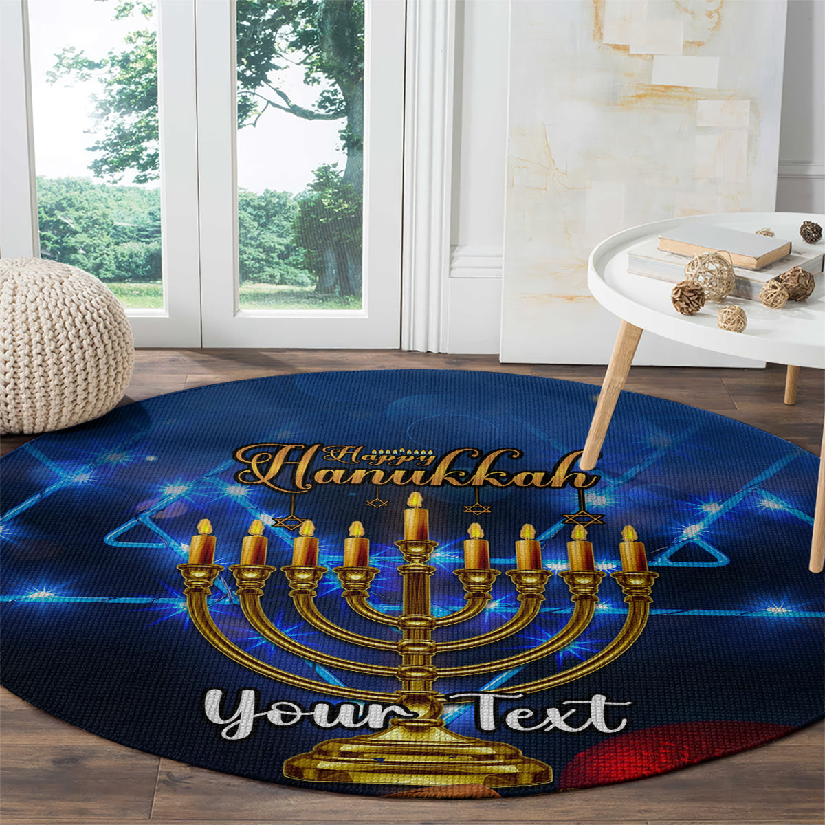 personalised-hanukkah-round-carpet-menorah-happy-jewish-holiday