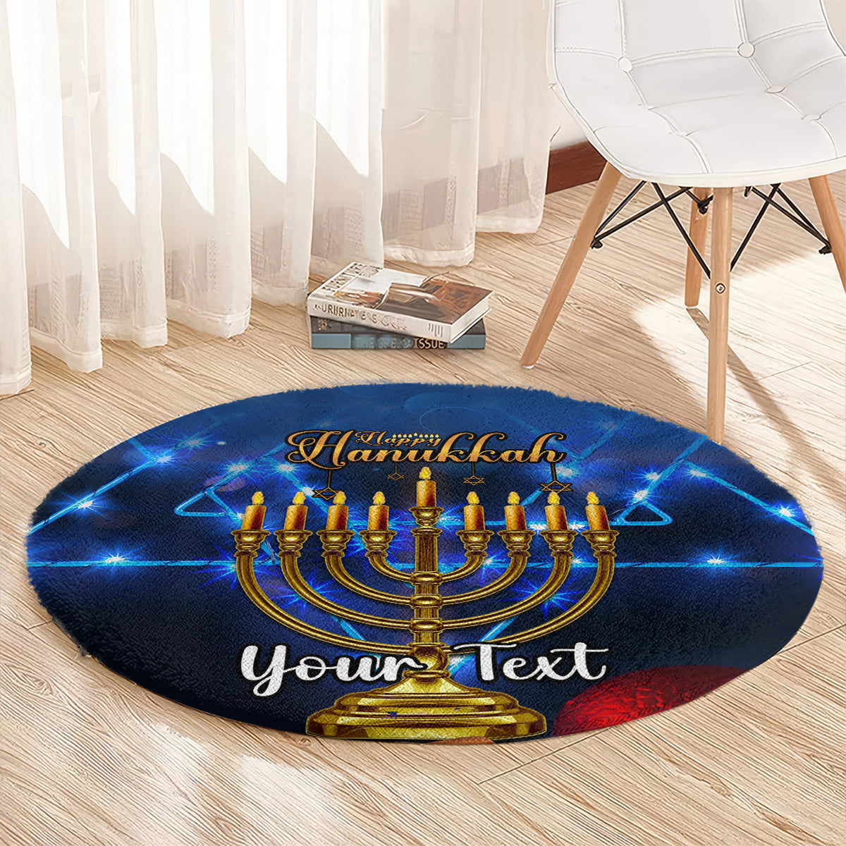 personalised-hanukkah-round-carpet-menorah-happy-jewish-holiday