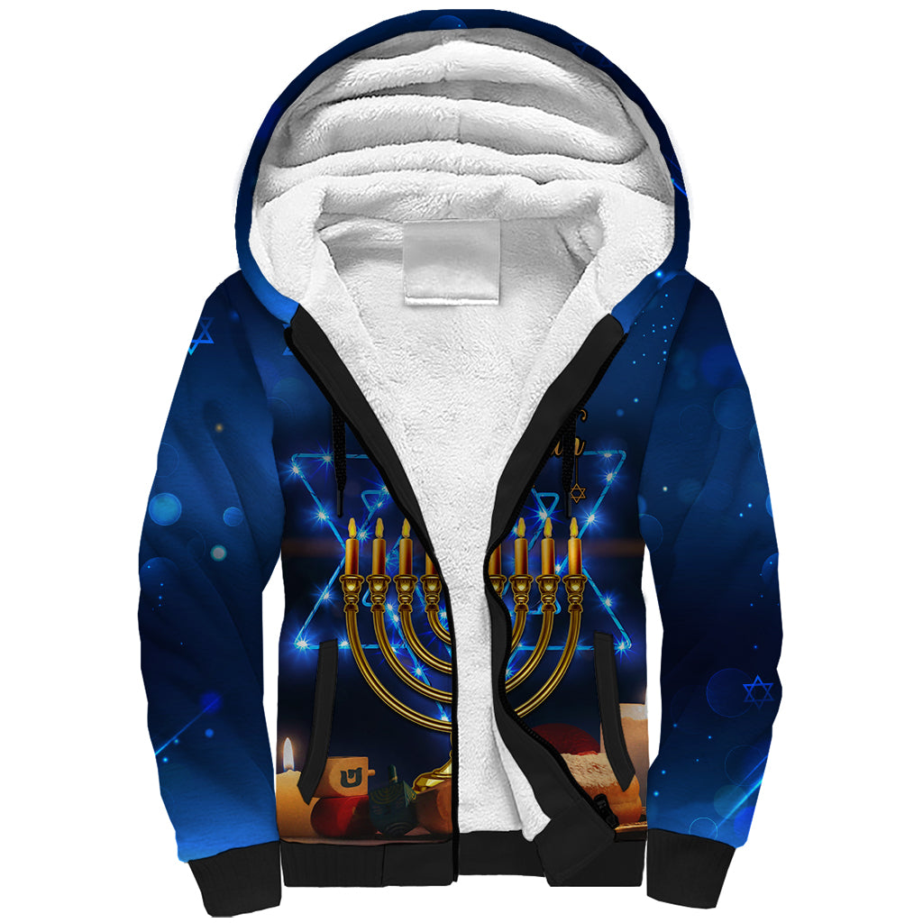 Personalised Hanukkah Sherpa Hoodie Menorah Happy Jewish Holiday - Wonder Print Shop