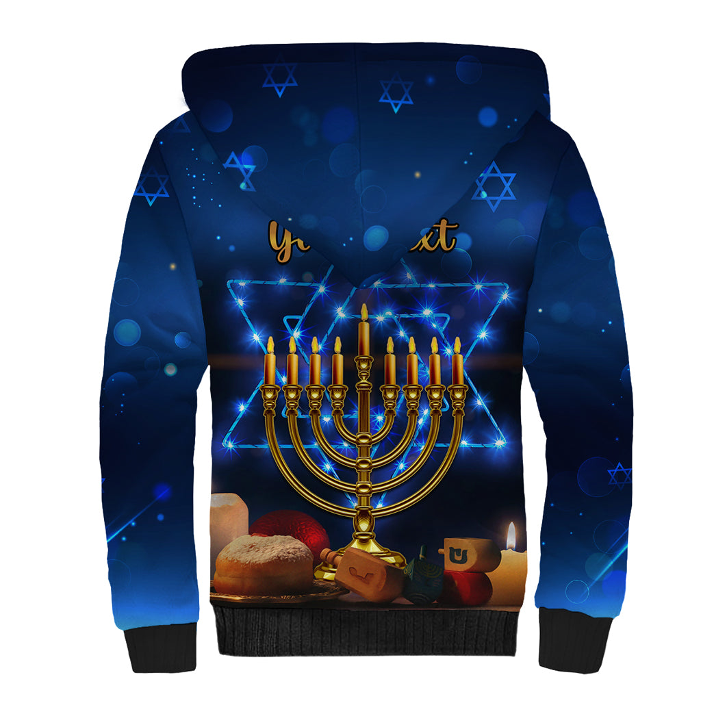 Personalised Hanukkah Sherpa Hoodie Menorah Happy Jewish Holiday - Wonder Print Shop