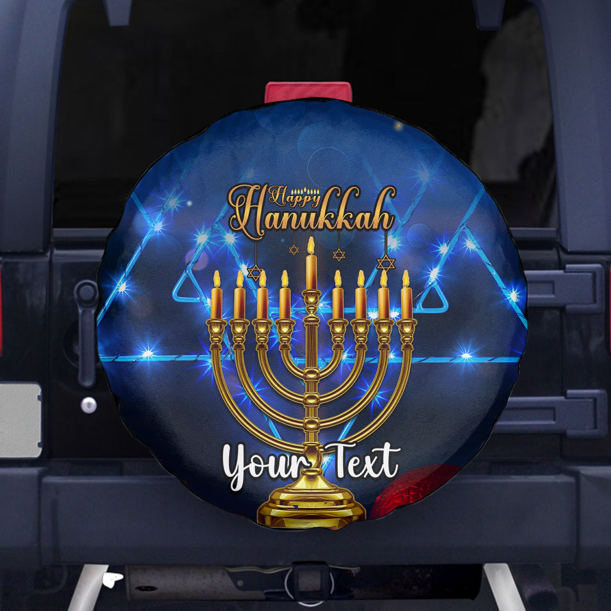 Personalised Hanukkah Spare Tire Cover Menorah Happy Jewish Holiday - Wonder Print Shop