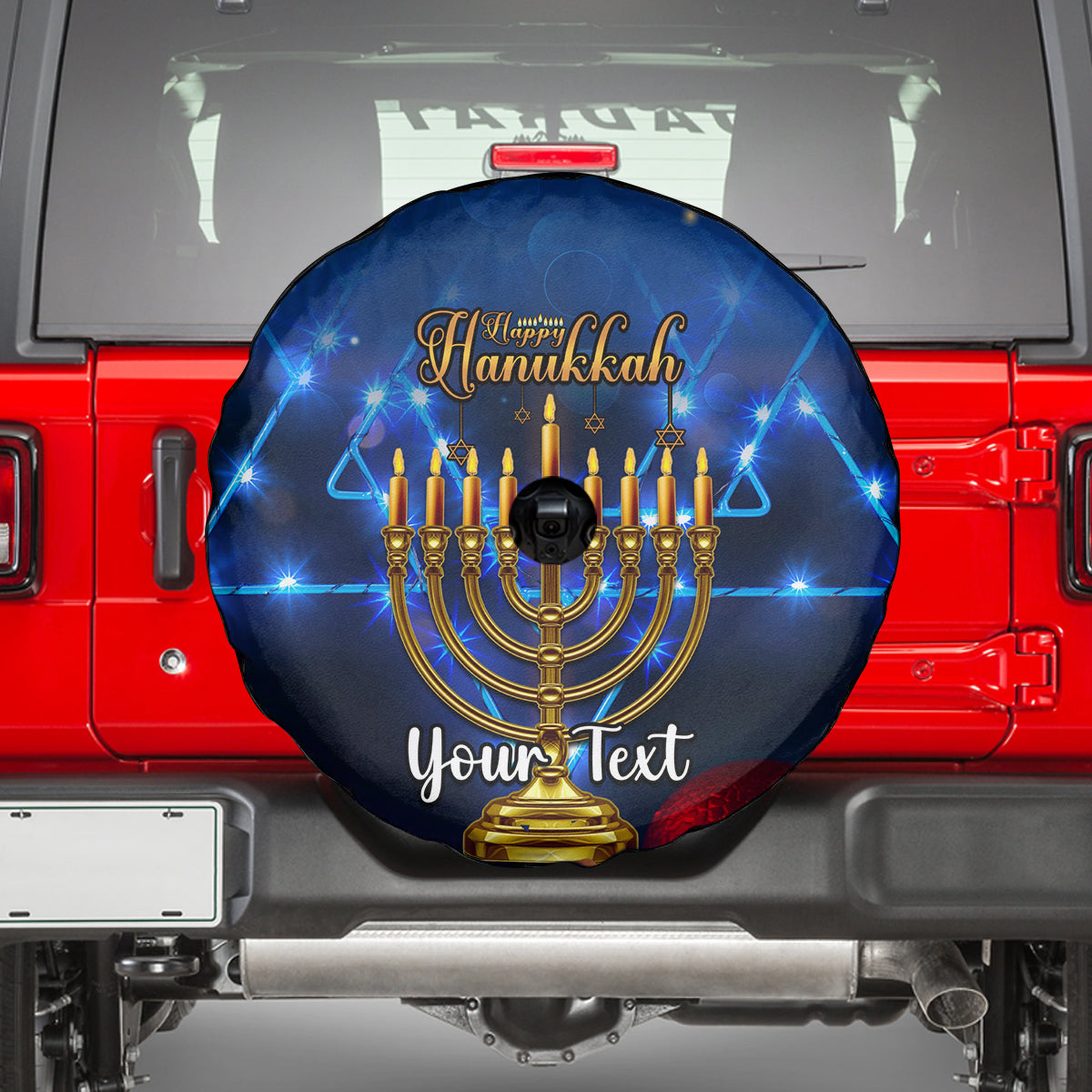Personalised Hanukkah Spare Tire Cover Menorah Happy Jewish Holiday - Wonder Print Shop