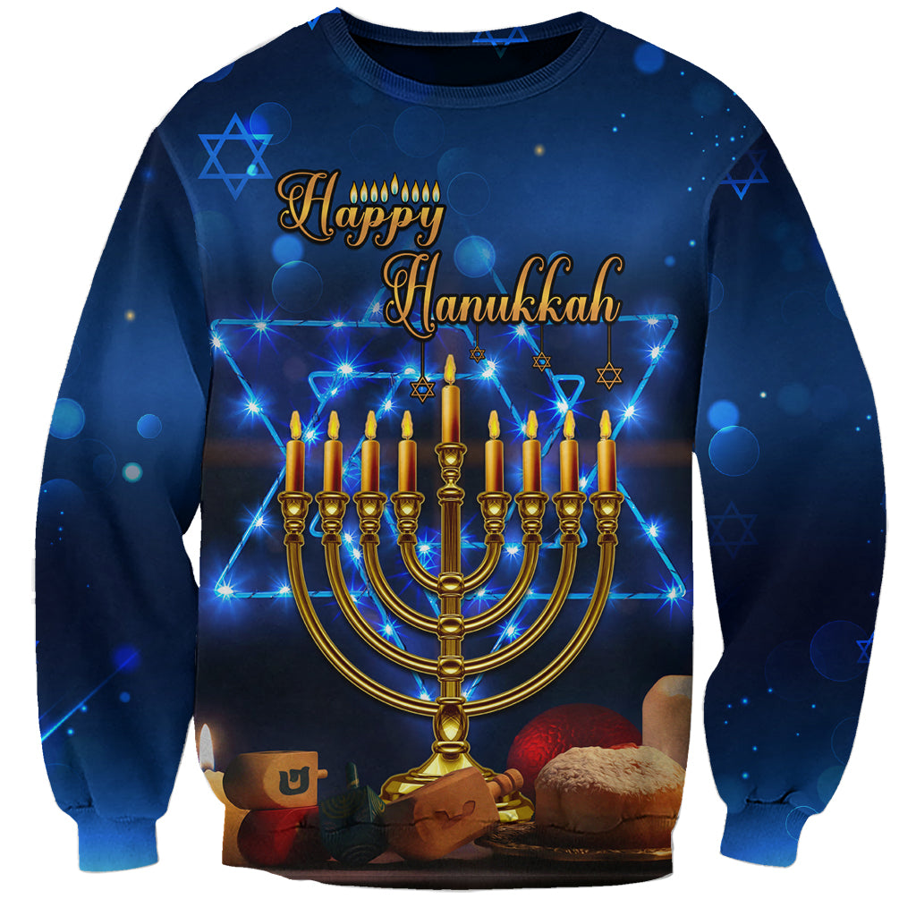 Personalised Hanukkah Sweatshirt Menorah Happy Jewish Holiday - Wonder Print Shop