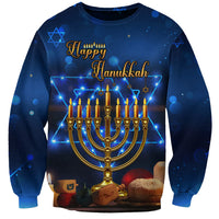 Personalised Hanukkah Sweatshirt Menorah Happy Jewish Holiday - Wonder Print Shop