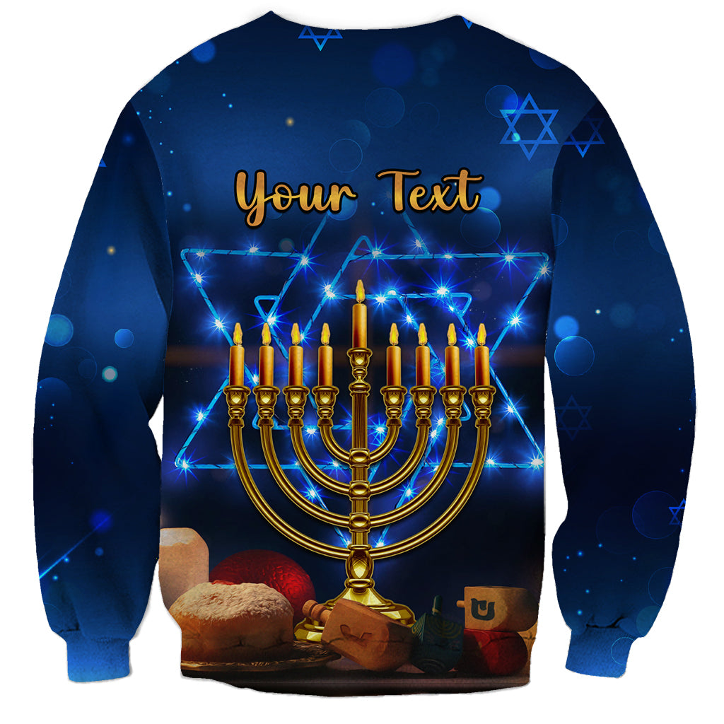 Personalised Hanukkah Sweatshirt Menorah Happy Jewish Holiday - Wonder Print Shop