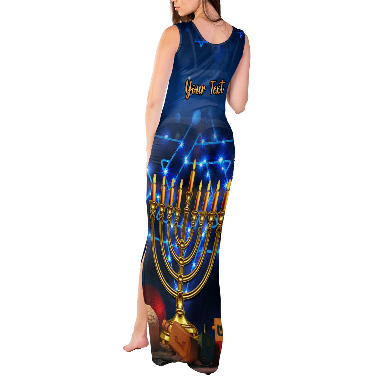 Personalised Hanukkah Tank Maxi Dress Menorah Happy Jewish Holiday - Wonder Print Shop