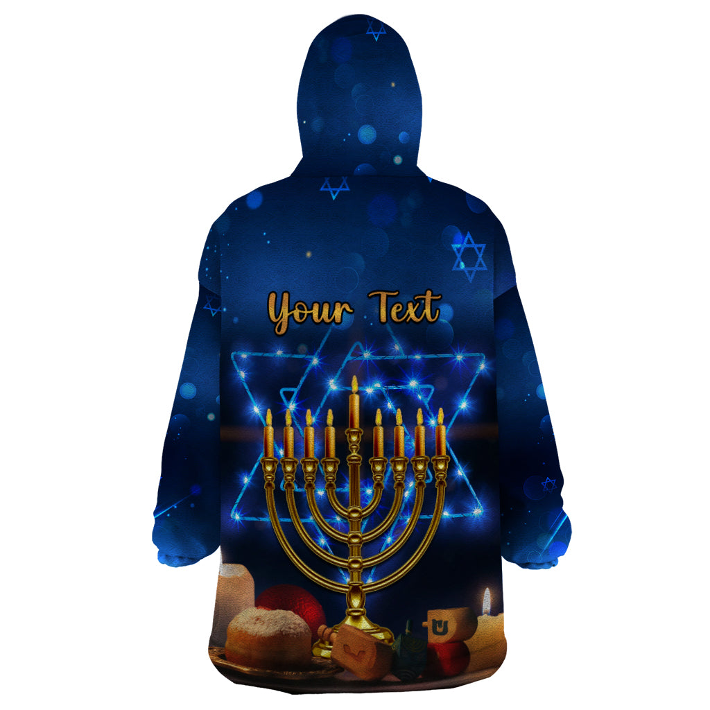Personalised Hanukkah Wearable Blanket Hoodie Menorah Happy Jewish Holiday - Wonder Print Shop