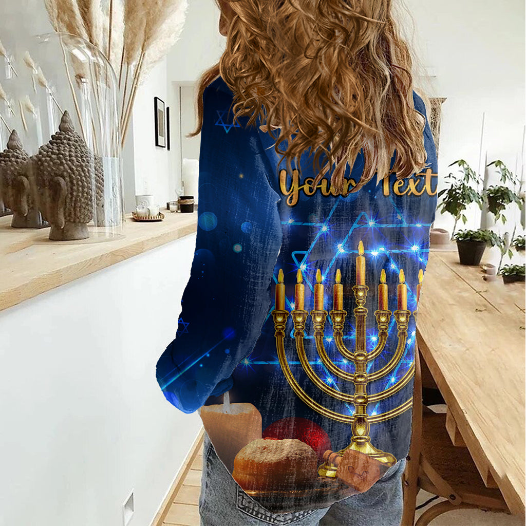 Personalised Hanukkah Women Casual Shirt Menorah Happy Jewish Holiday - Wonder Print Shop