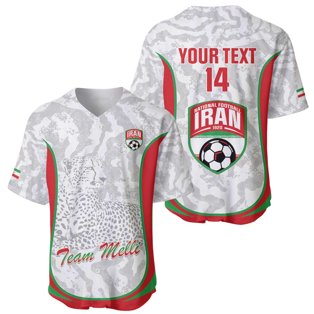Iran Football Custom Baseball Jersey Come On Team Melli Cheetah - Wonder Print Shop
