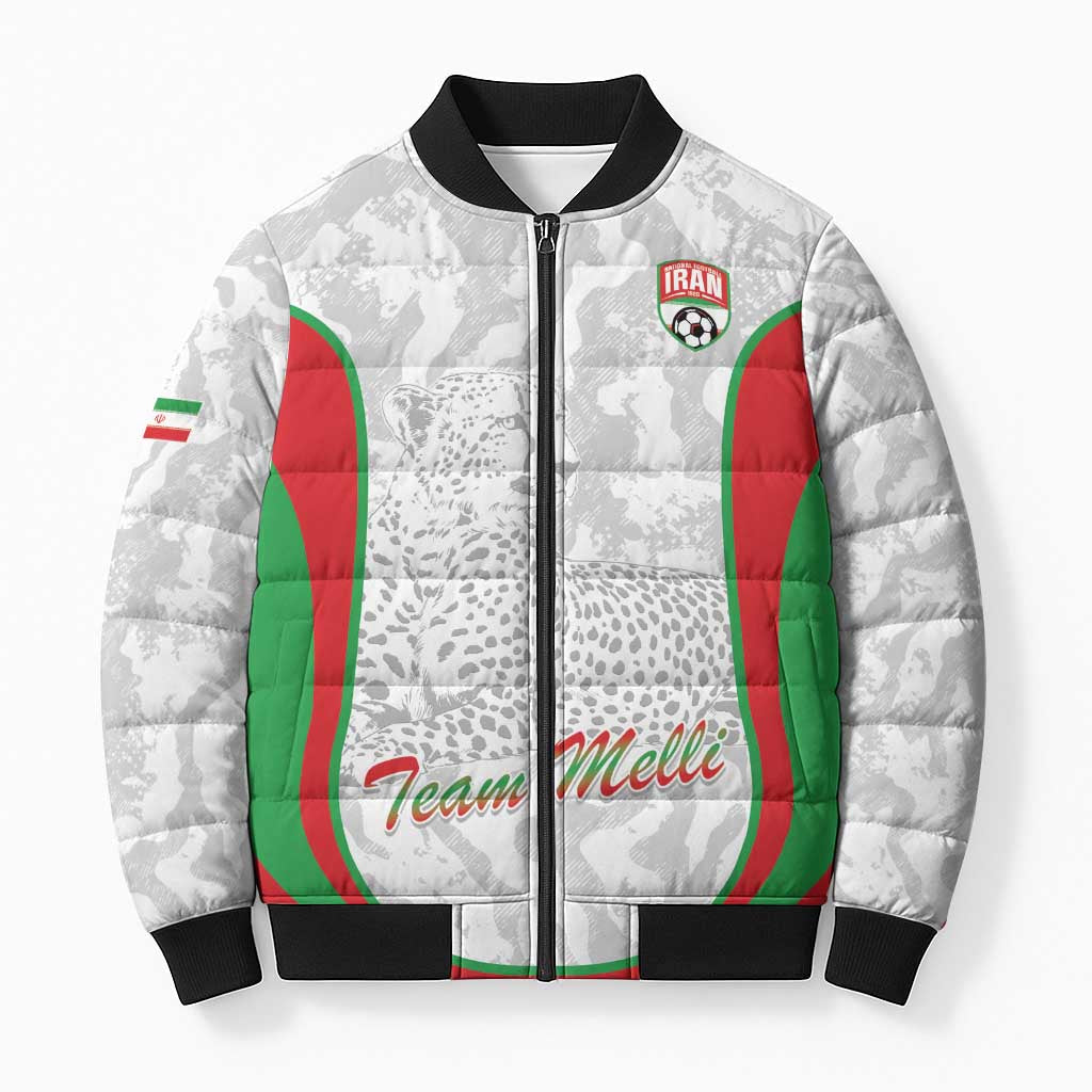Iran Football Custom Bomber Puffer Jacket Come On Team Melli Cheetah - Wonder Print Shop