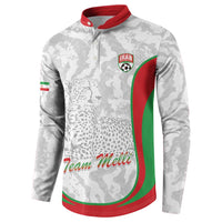 Iran Football Custom Button Sweatshirt Come On Team Melli Cheetah - Wonder Print Shop