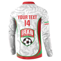 Iran Football Custom Button Sweatshirt Come On Team Melli Cheetah - Wonder Print Shop