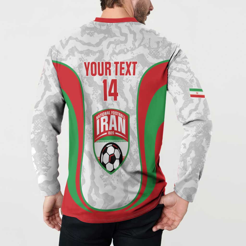 Iran Football Custom Button Sweatshirt Come On Team Melli Cheetah - Wonder Print Shop