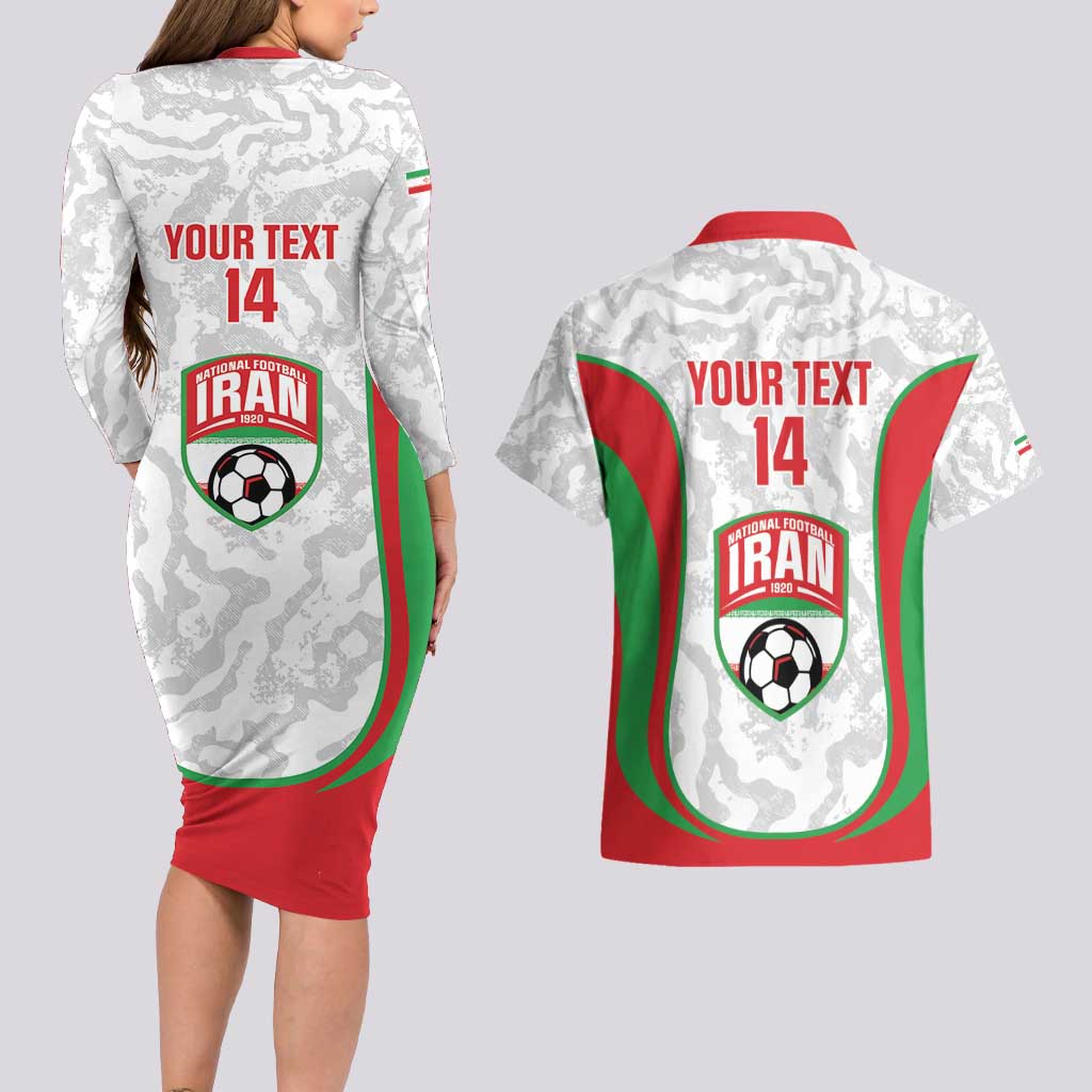 Iran Football Custom Couples Matching Long Sleeve Bodycon Dress and Hawaiian Shirt Come On Team Melli Cheetah - Wonder Print Shop