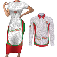 Iran Football Custom Couples Matching Short Sleeve Bodycon Dress and Long Sleeve Button Shirt Come On Team Melli Cheetah - Wonder Print Shop
