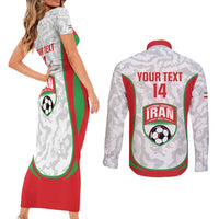 Iran Football Custom Couples Matching Short Sleeve Bodycon Dress and Long Sleeve Button Shirt Come On Team Melli Cheetah - Wonder Print Shop