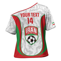 Iran Football Custom Cross Shoulder Shirt Come On Team Melli Cheetah - Wonder Print Shop