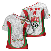 Iran Football Custom Cross Shoulder Shirt Come On Team Melli Cheetah - Wonder Print Shop
