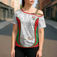 Iran Football Custom Cross Shoulder Shirt Come On Team Melli Cheetah - Wonder Print Shop