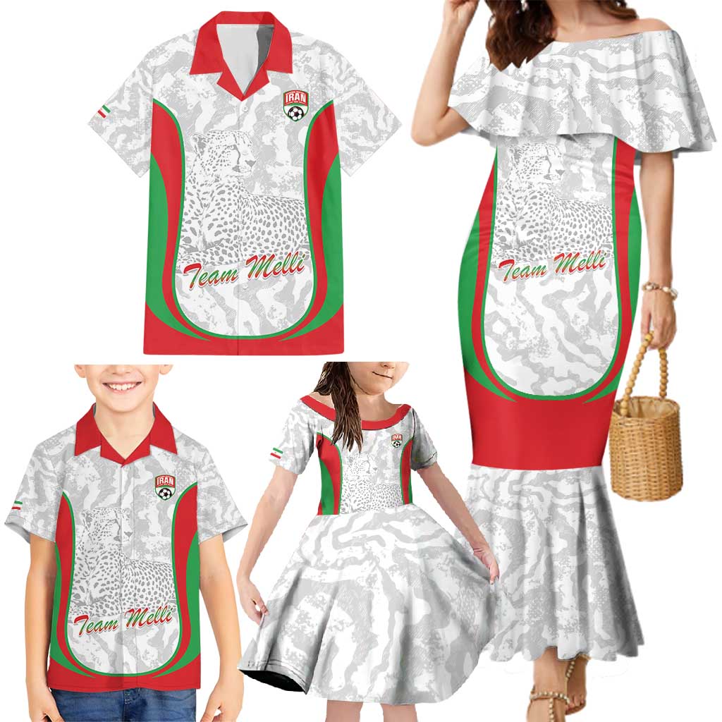 Iran Football Custom Family Matching Mermaid Dress and Hawaiian Shirt Come On Team Melli Cheetah - Wonder Print Shop