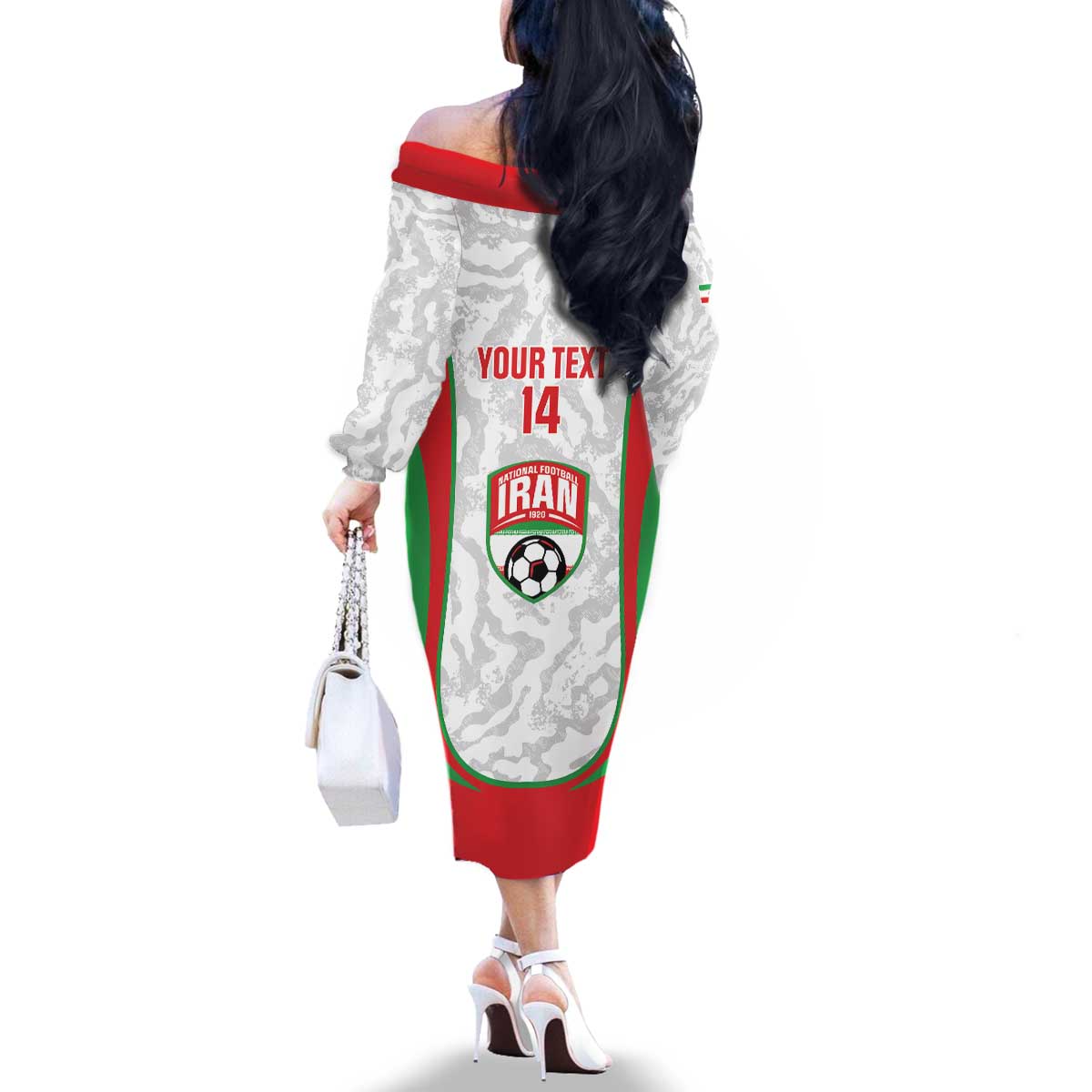 Iran Football Custom Family Matching Off The Shoulder Long Sleeve Dress and Hawaiian Shirt Come On Team Melli Cheetah - Wonder Print Shop