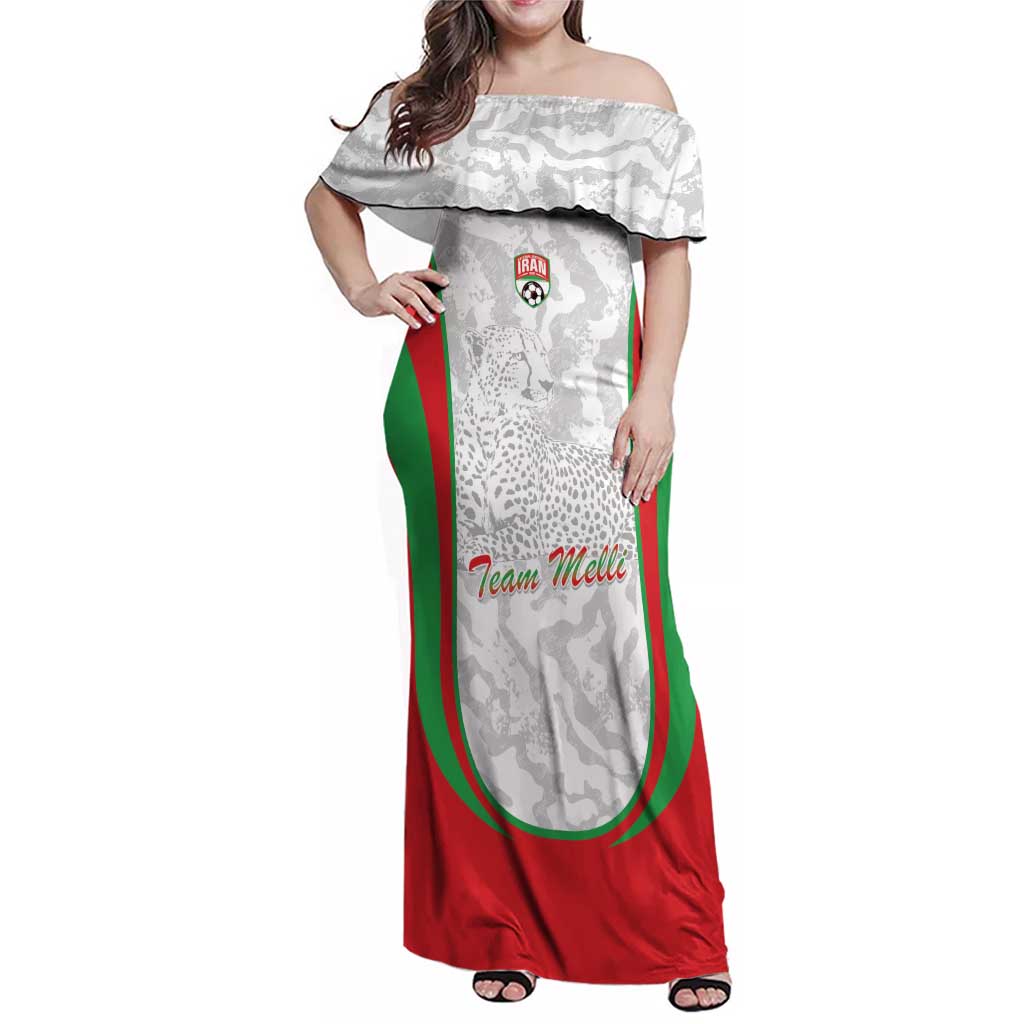 Iran Football Custom Family Matching Off Shoulder Maxi Dress and Hawaiian Shirt Come On Team Melli Cheetah - Wonder Print Shop