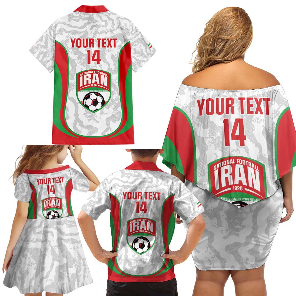 Iran Football Custom Family Matching Off Shoulder Short Dress and Hawaiian Shirt Come On Team Melli Cheetah - Wonder Print Shop