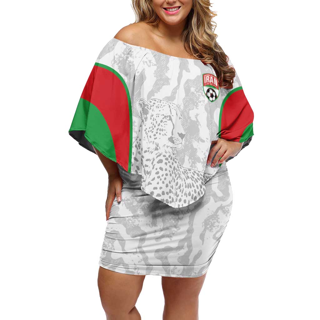 Iran Football Custom Family Matching Off Shoulder Short Dress and Hawaiian Shirt Come On Team Melli Cheetah - Wonder Print Shop