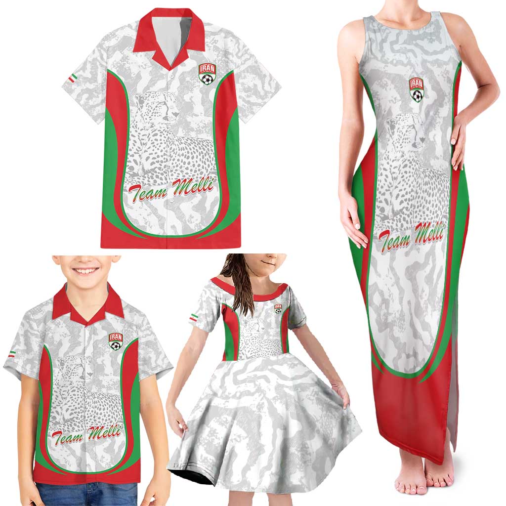 Iran Football Custom Family Matching Tank Maxi Dress and Hawaiian Shirt Come On Team Melli Cheetah - Wonder Print Shop