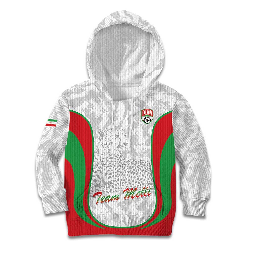Iran Football Custom Kid Hoodie Come On Team Melli Cheetah - Wonder Print Shop