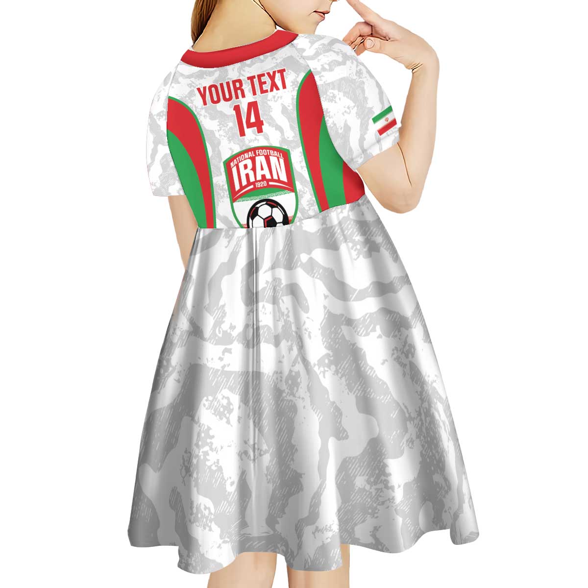 Iran Football Custom Kid Short Sleeve Dress Come On Team Melli Cheetah - Wonder Print Shop