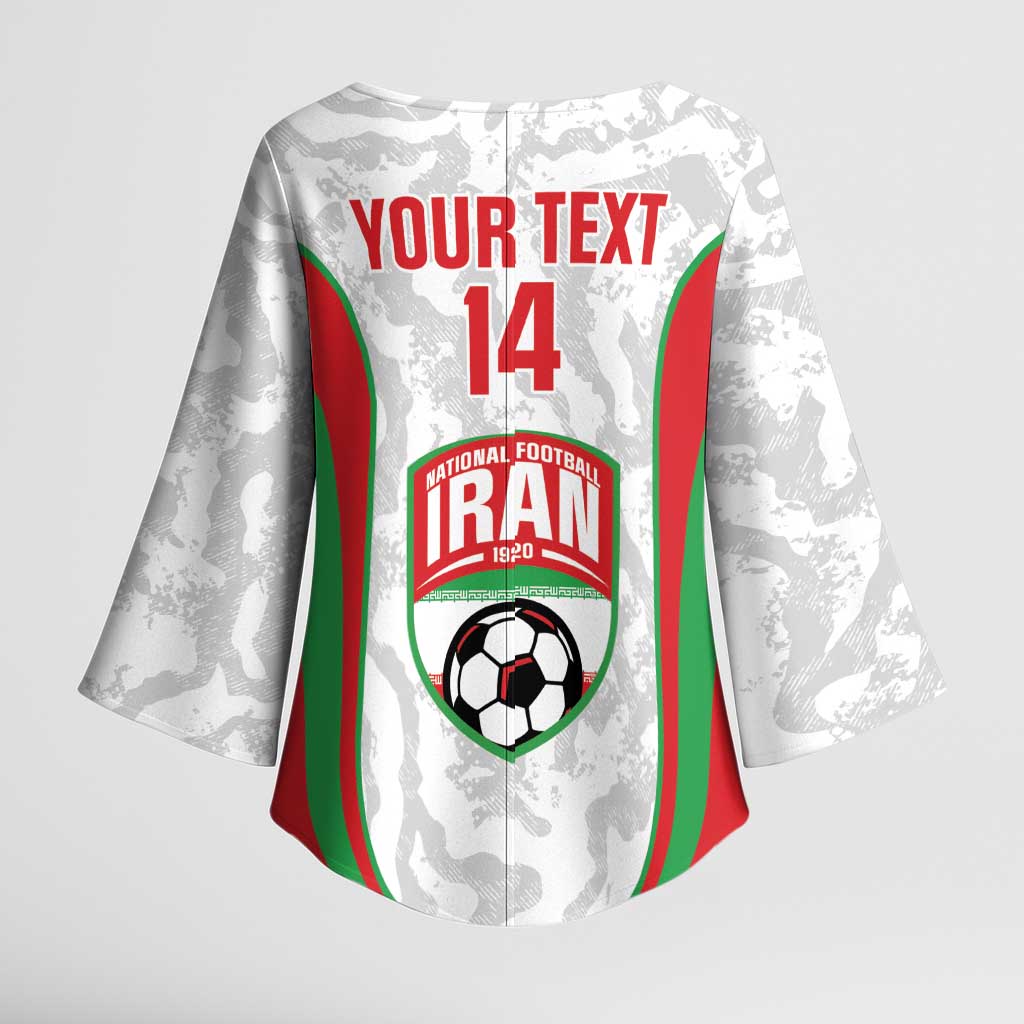 Iran Football Custom Kimono Sleeve Blouse Come On Team Melli Cheetah - Wonder Print Shop