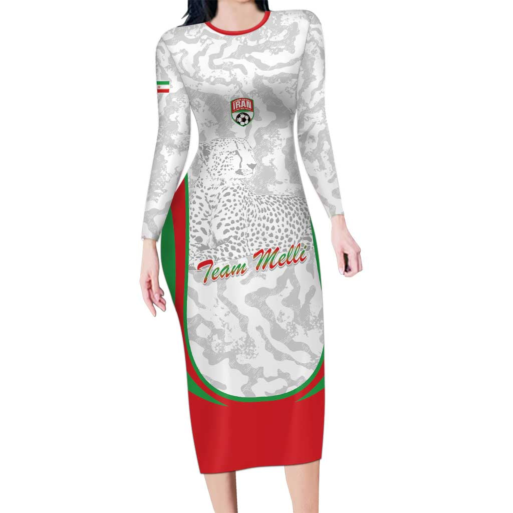 Iran Football Custom Long Sleeve Bodycon Dress Come On Team Melli Cheetah - Wonder Print Shop