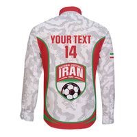 Iran Football Custom Long Sleeve Button Shirt Come On Team Melli Cheetah - Wonder Print Shop