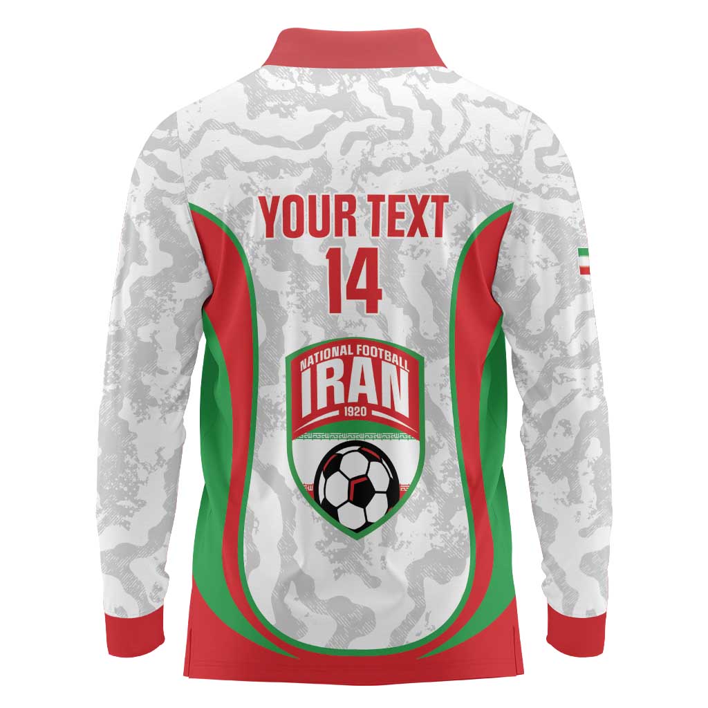Iran Football Custom Long Sleeve Polo Shirt Come On Team Melli Cheetah - Wonder Print Shop